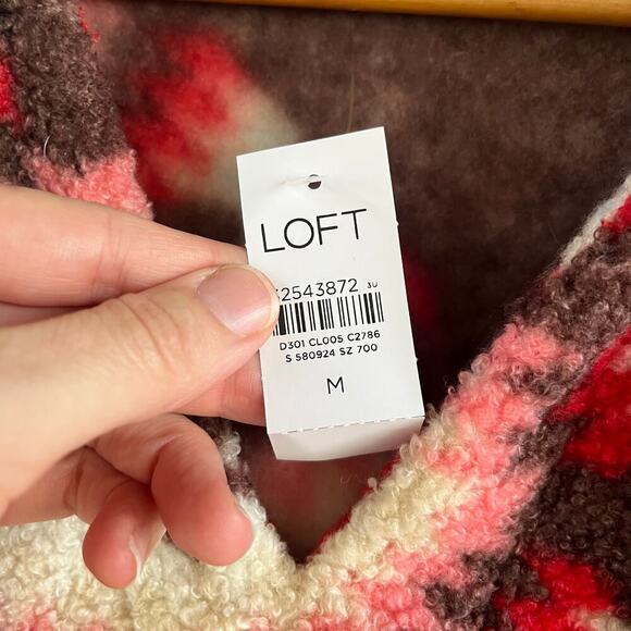 LOFT Sunburst Sherpa Hoodie Pullover Size M. NEW - Picture 5 of 7